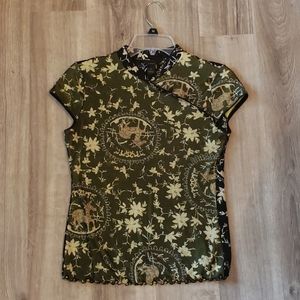 Black/green Anac japanese style top size small
